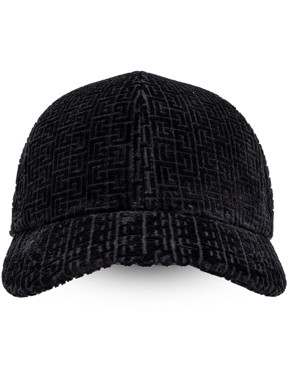 Balmain 压纹logo提花丝绒棒球帽 - 黑色