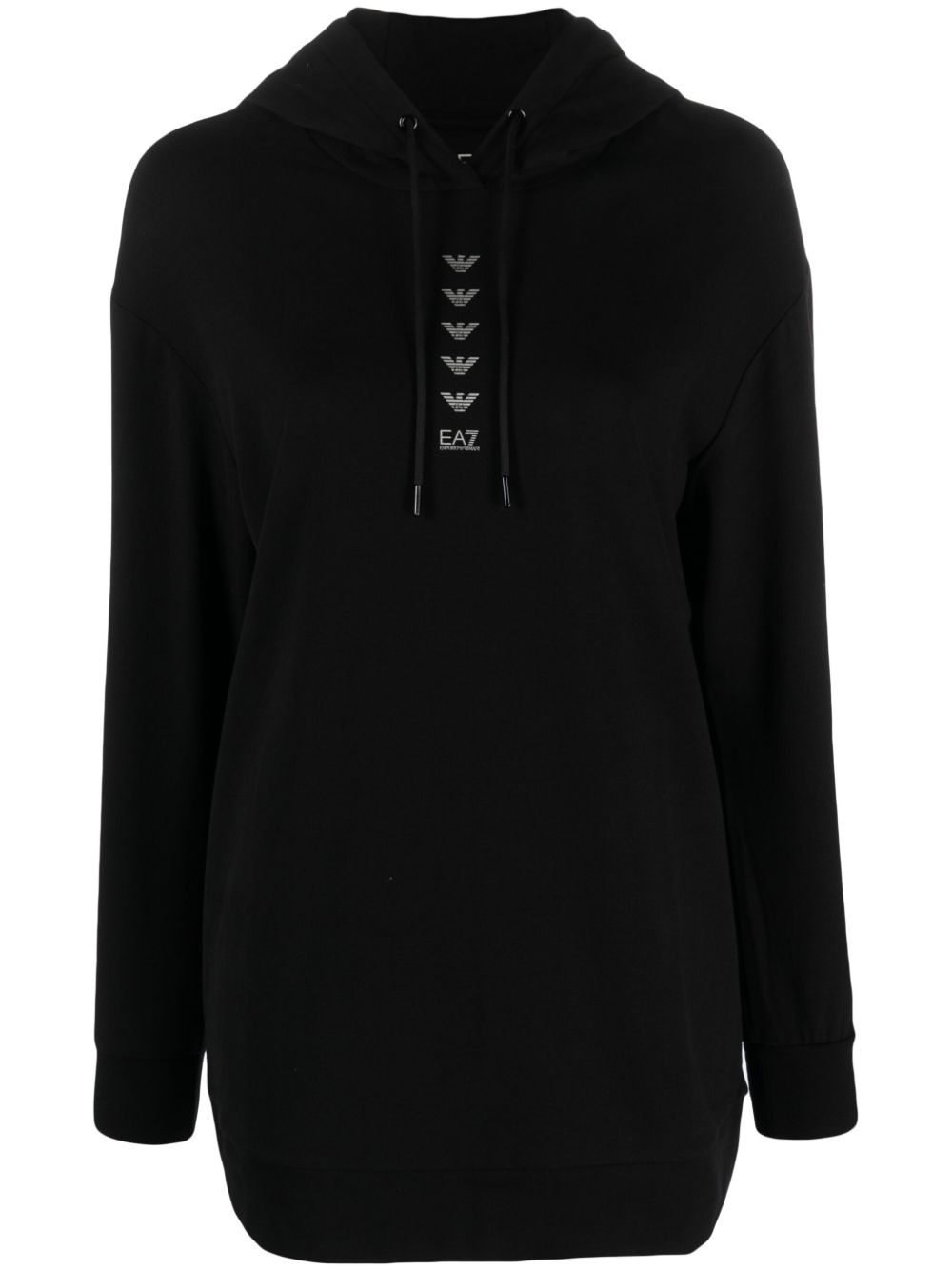 Ea7 Emporio Armani Logo Series 抽绳系带连帽衫 - 黑色