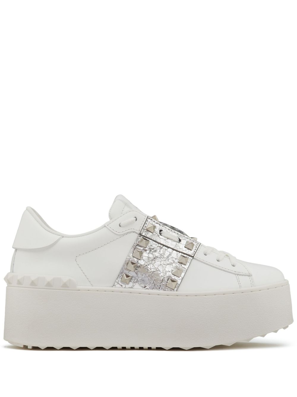 Valentino Garavani Rockstud Untitled 金属感厚底运动鞋 - 白色