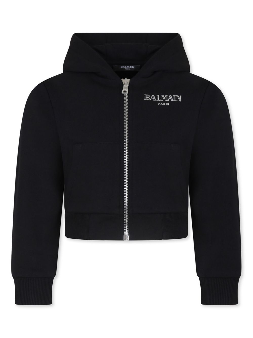 Balmain Kids 拉链连帽夹克 - 黑色