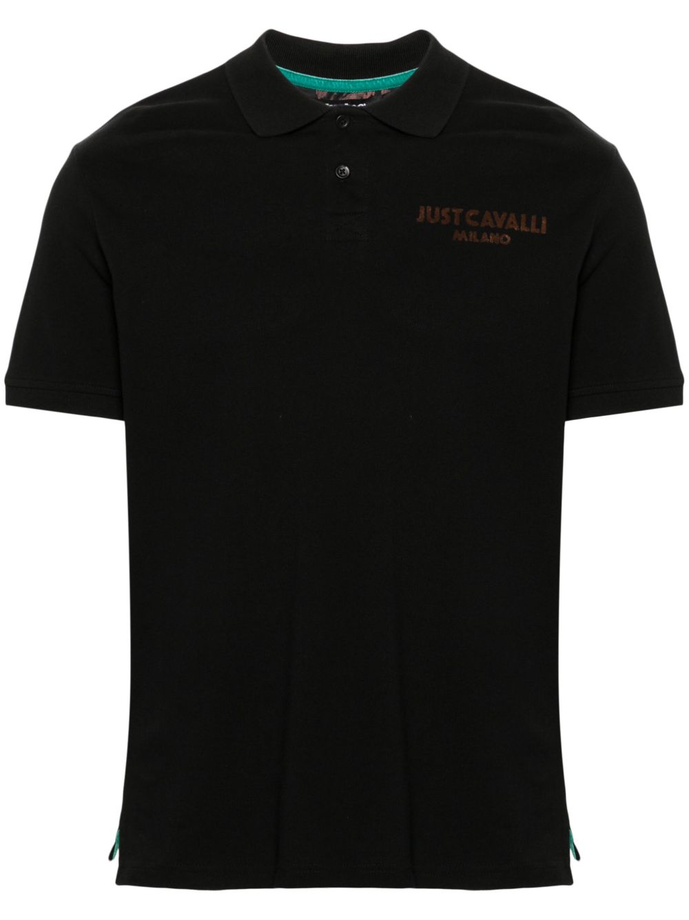 Just Cavalli logo植绒polo衫 - 黑色