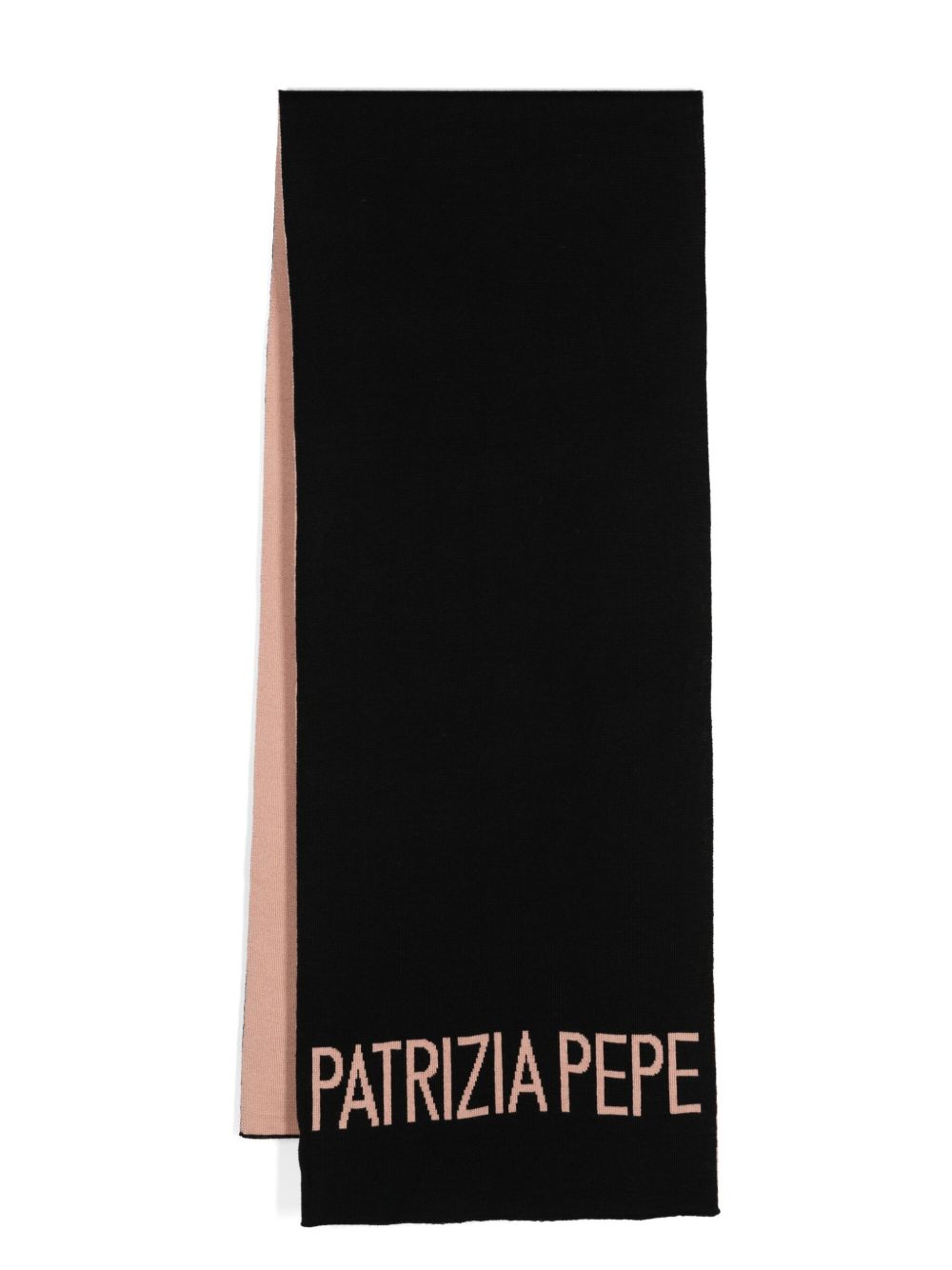Patrizia Pepe logo提花针织围巾 - 黑色