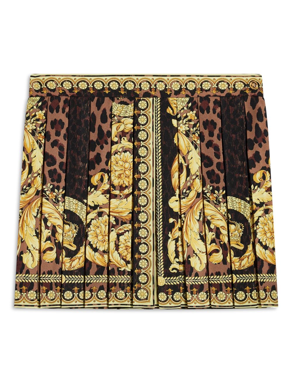 Versace Kids Barocco 印花百褶半身裙 - 金色