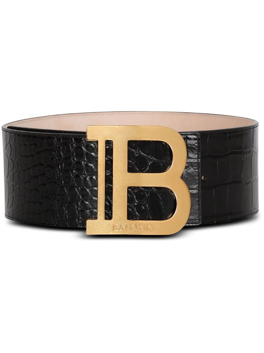 Balmain 仿鳄鱼纹效果logo标牌腰包 - 黑色