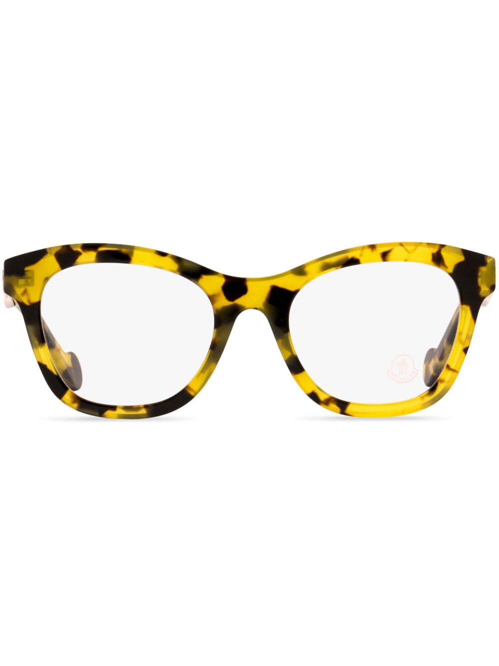 Moncler Eyewear Pantos 玳瑁纹效果眼镜 - 黄色