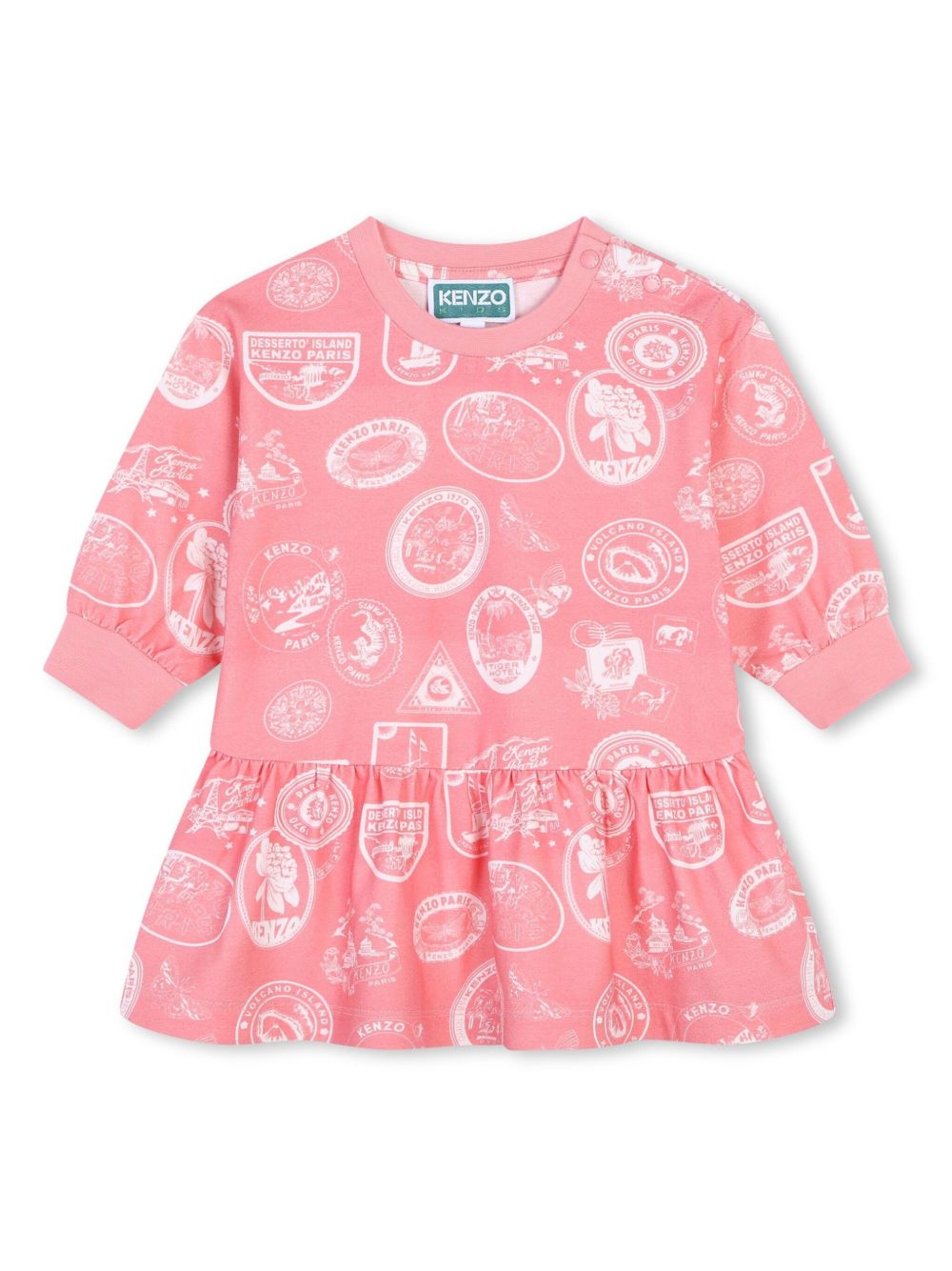 Kenzo Kids logo印花连衣裙 - 粉色