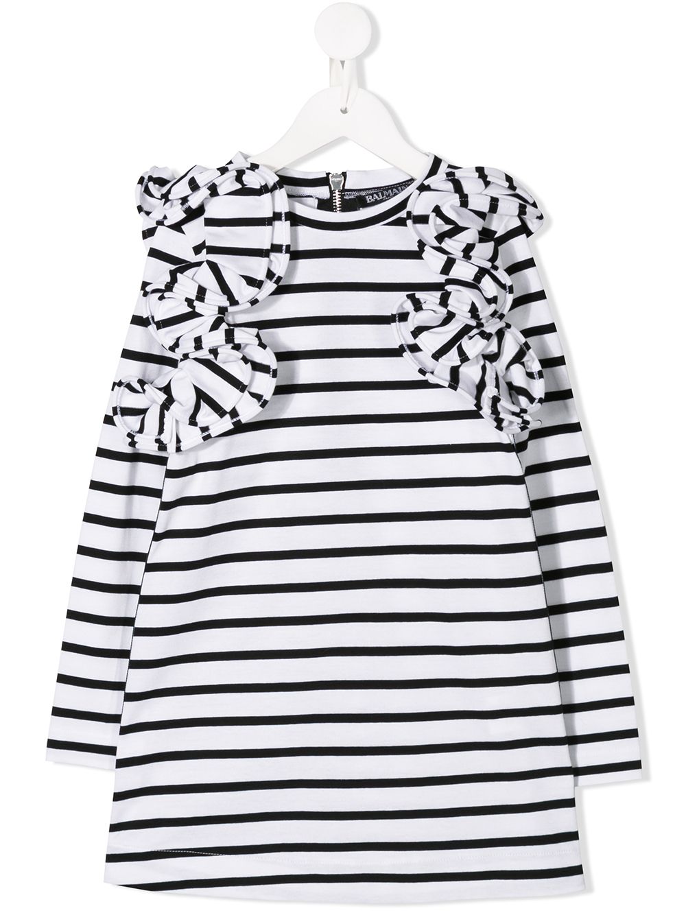 Balmain Kids 巴尔曼 条纹连衣裙 - 白色