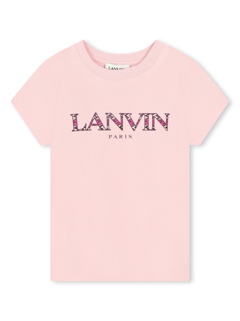 Lanvin Enfant logo印花棉T恤 - 粉色