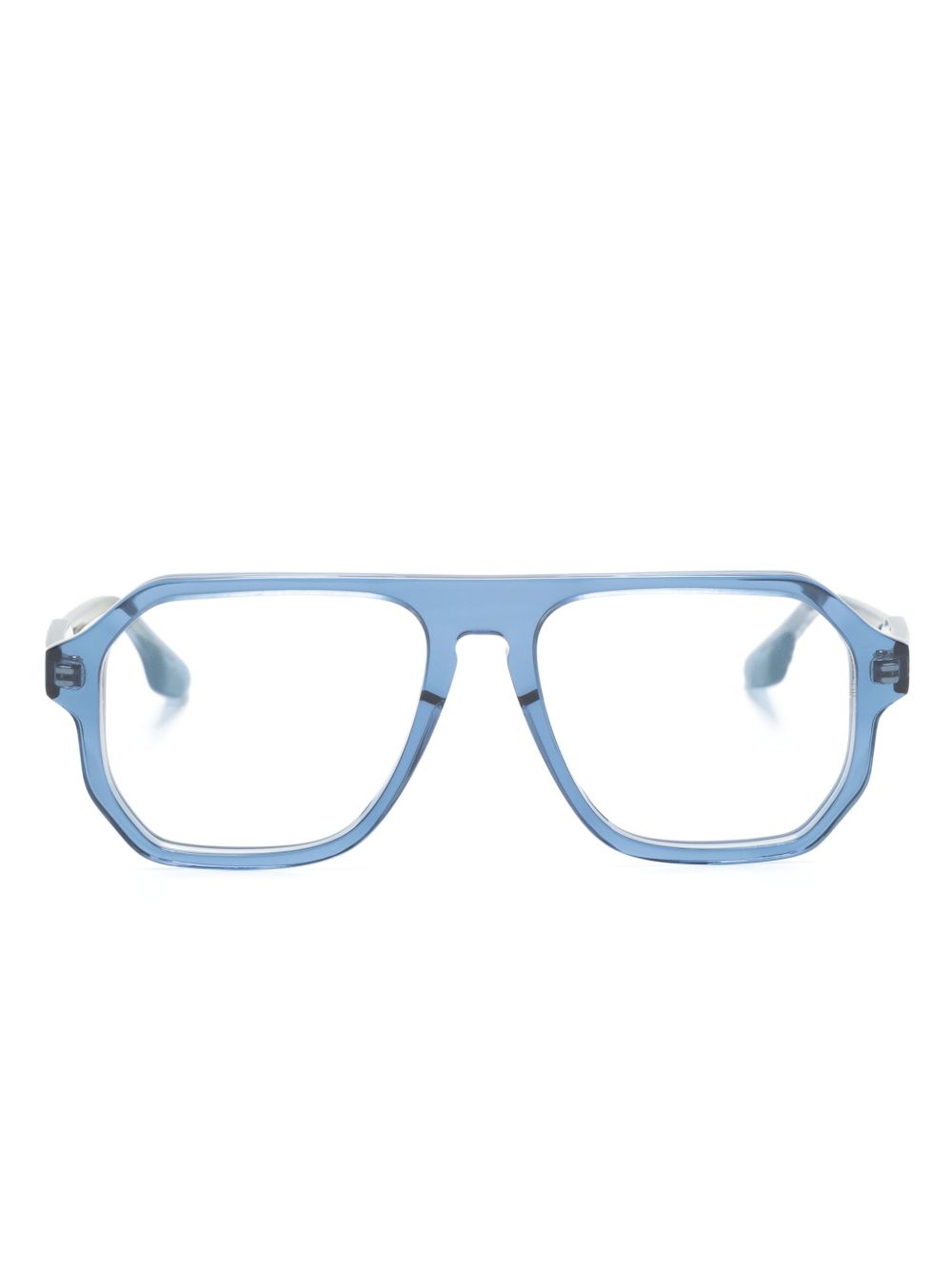 Victoria Beckham Eyewear logo雕刻飞行员镜框眼镜 - 蓝色