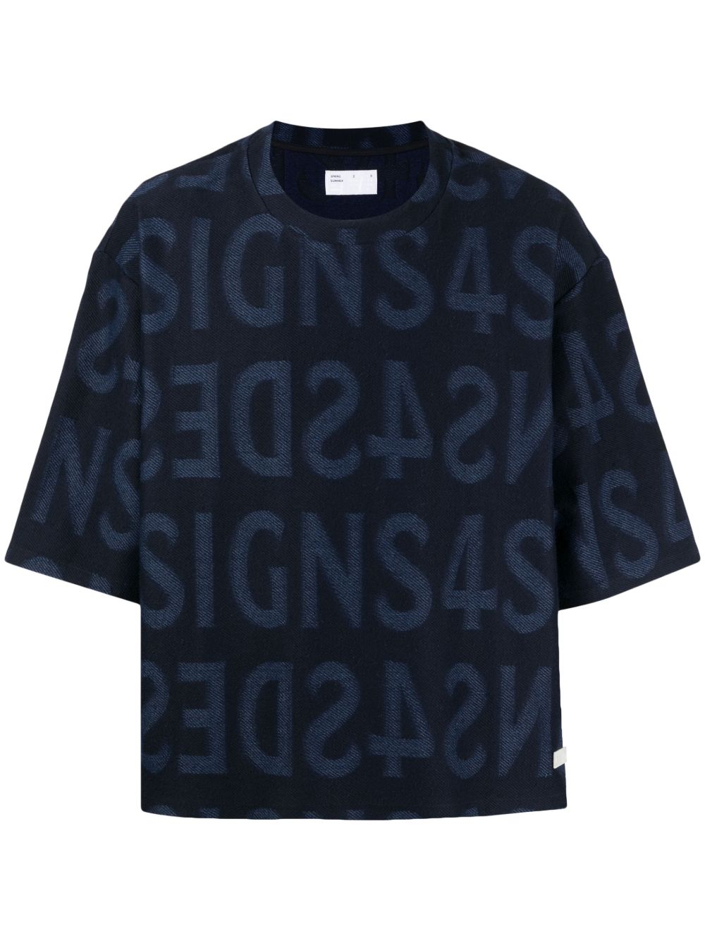 4SDESIGNS logo印花棉T恤 - 蓝色
