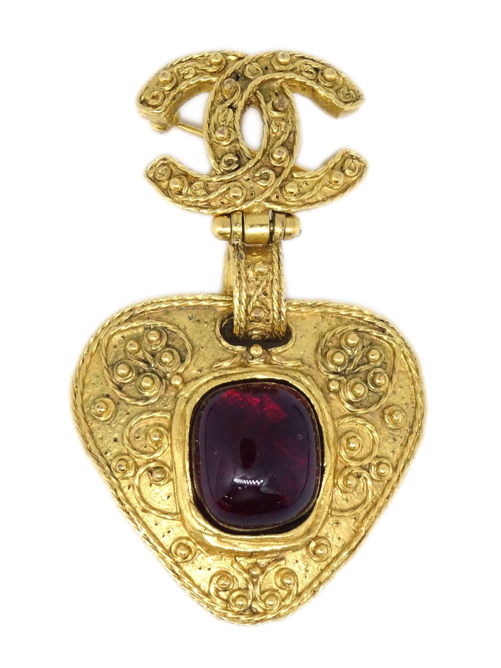 CHANEL Pre-Owned CC 吊饰玻璃宝石胸针（1994年典藏款） - 金色