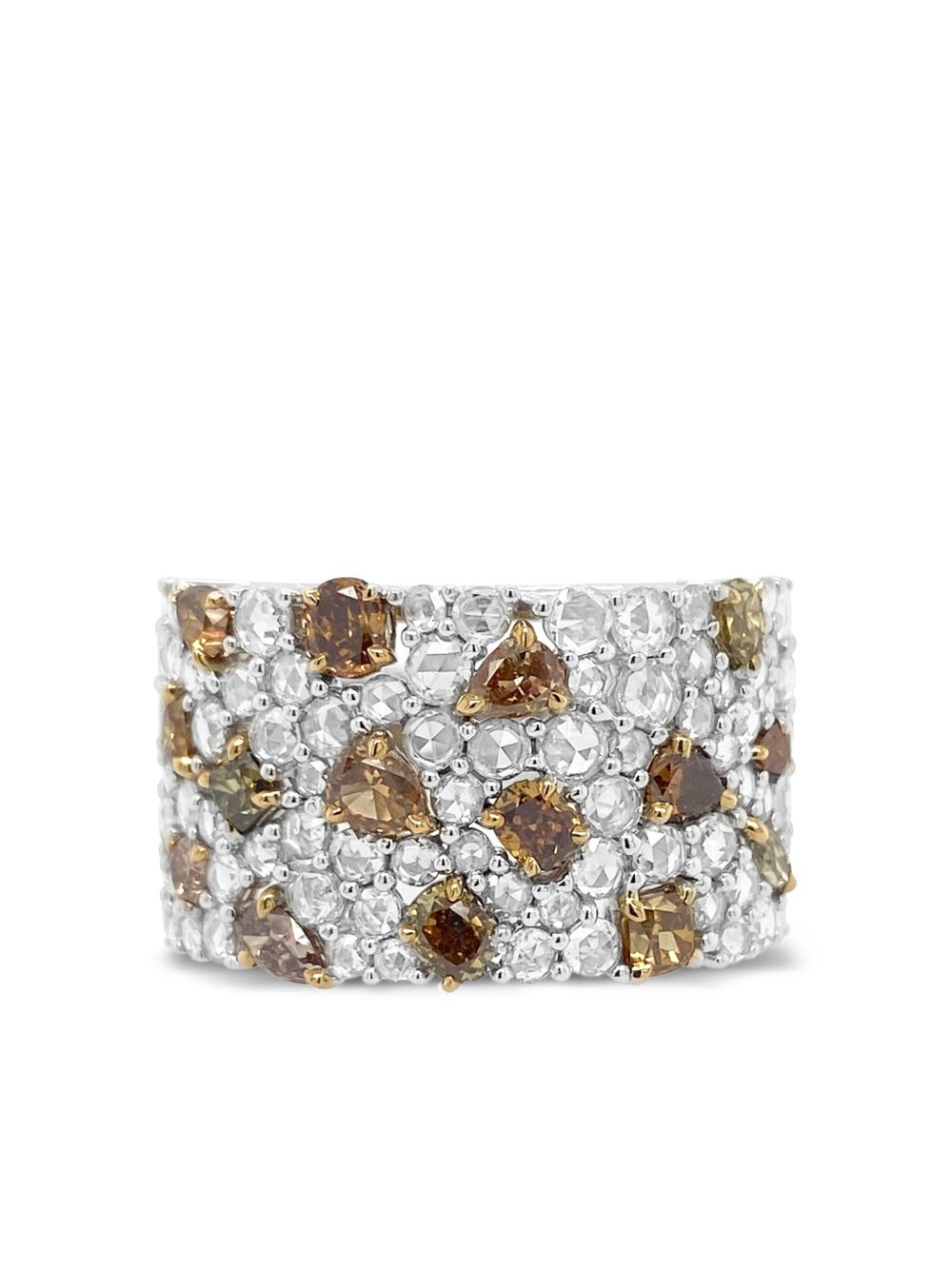 HYT Jewelry 18K白金钻石宽版戒指 - 白色