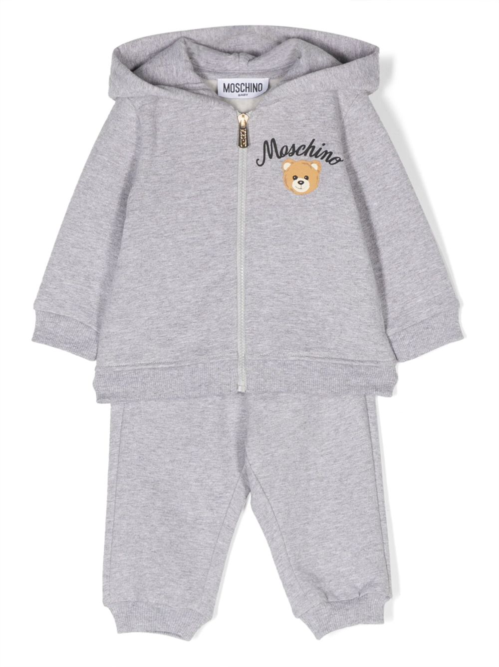 Moschino Kids 泰迪熊印花棉运动套装 - 灰色