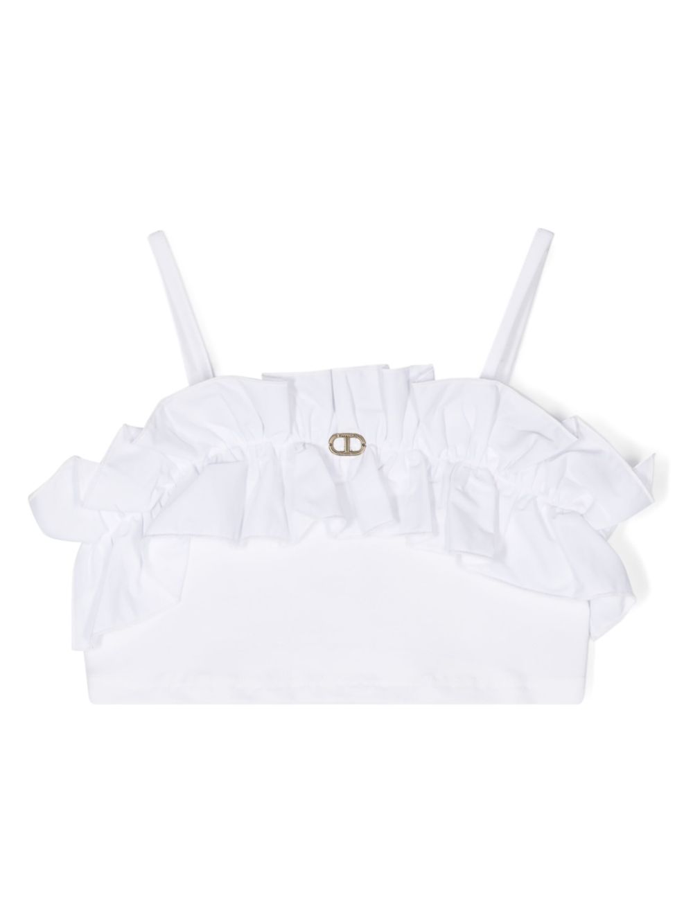 TWINSET Kids 荷叶边短款上衣 - 白色