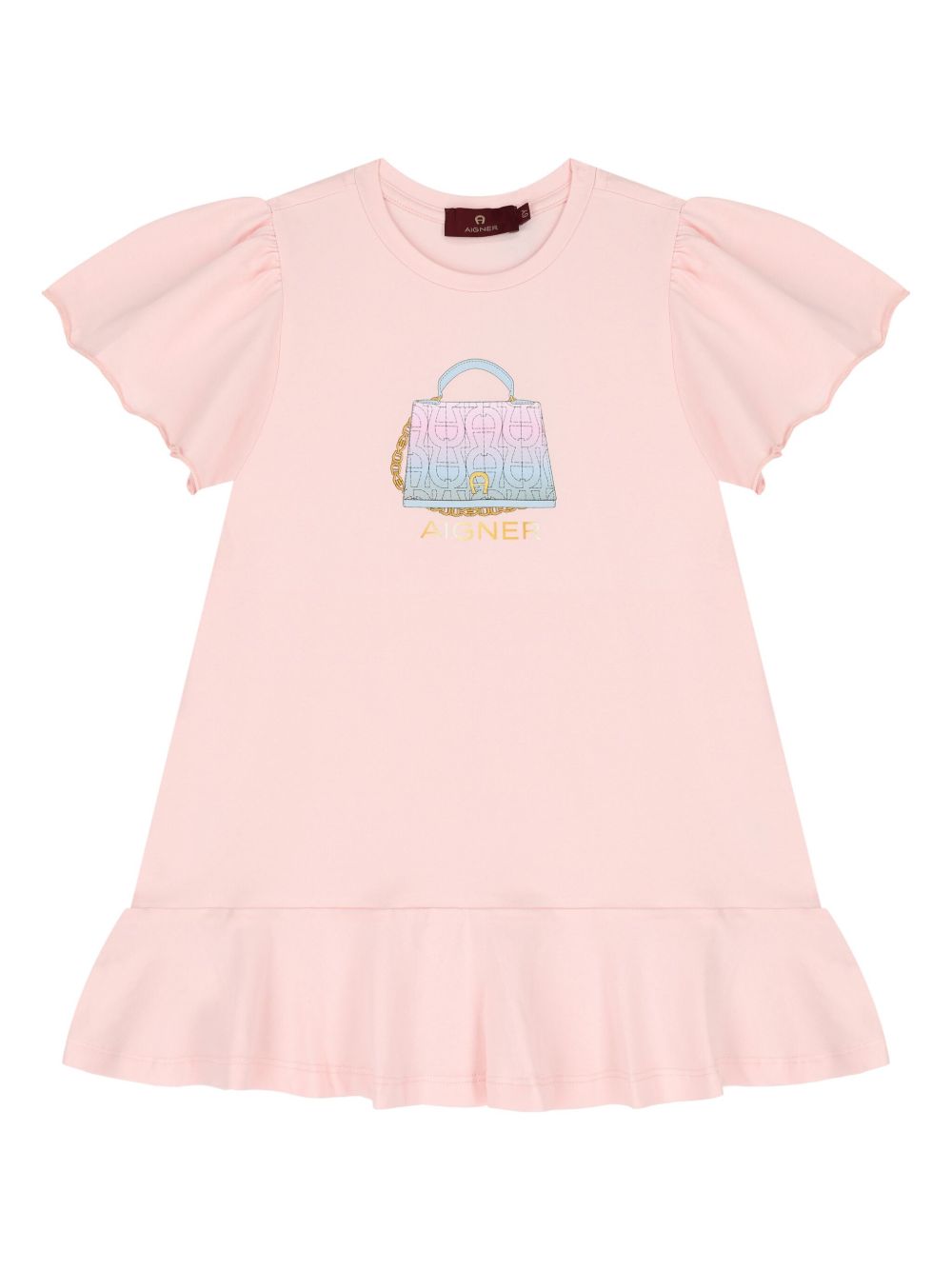Aigner Kids 印花伞形连衣裙 - 粉色