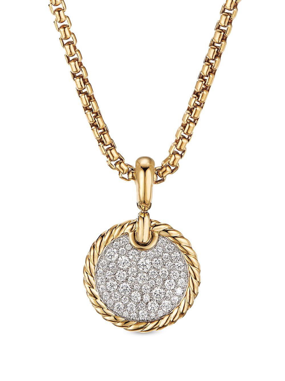 David Yurman 18K黄金 DY Elements Disc 钻石吊坠 - 金色