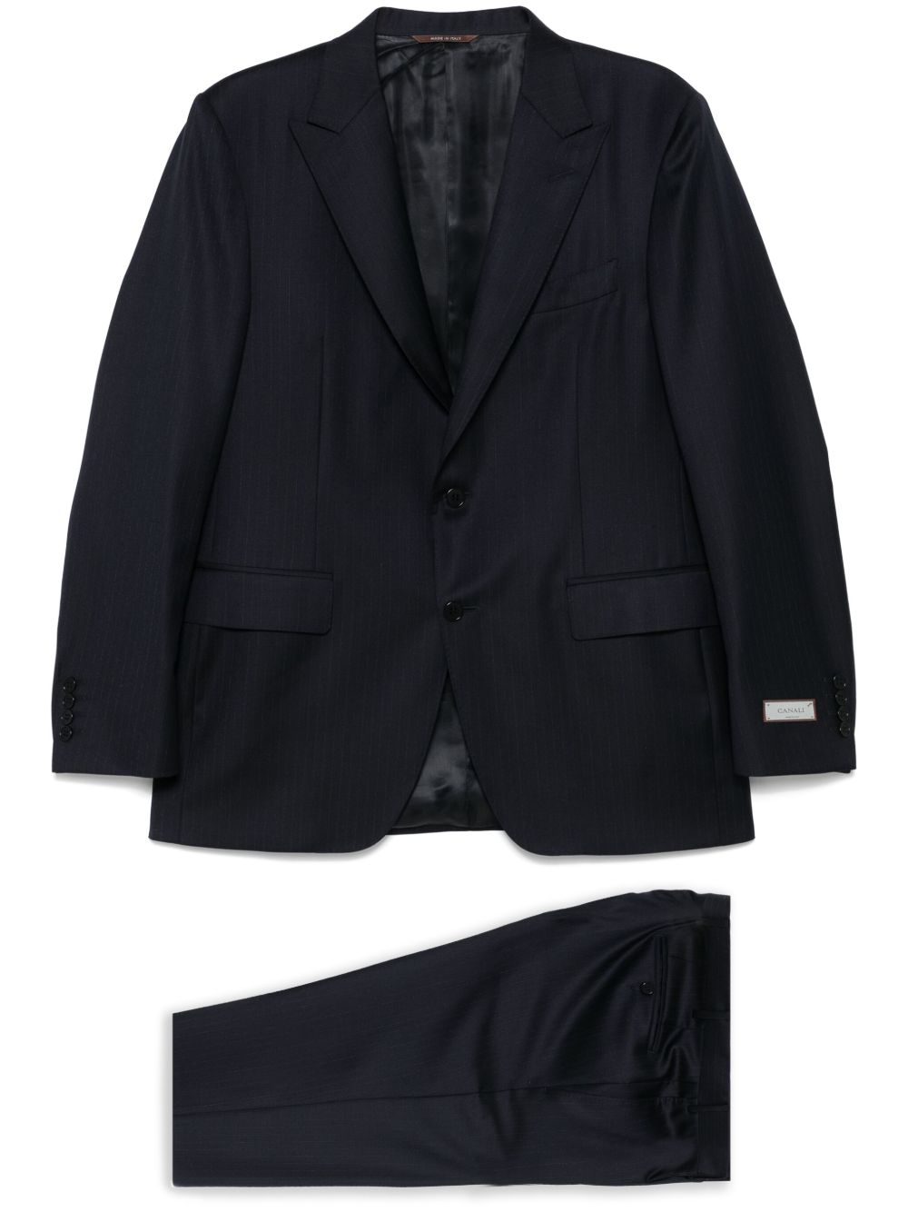 Canali 细条纹西装套装 - 蓝色