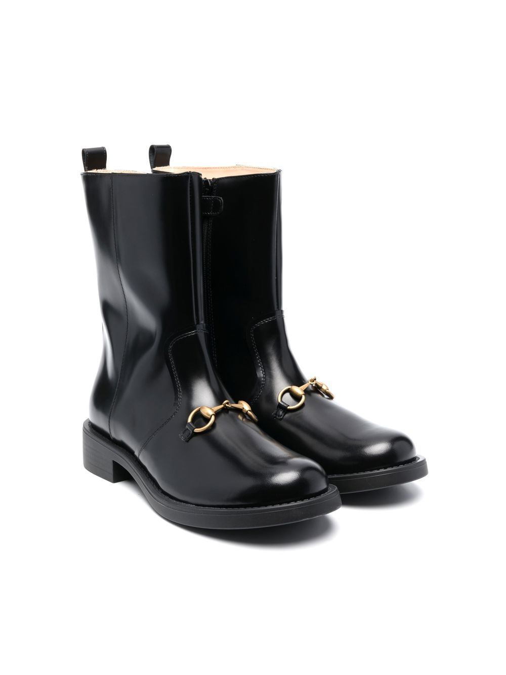 Gucci Kids Horsebit 及踝靴 - 黑色