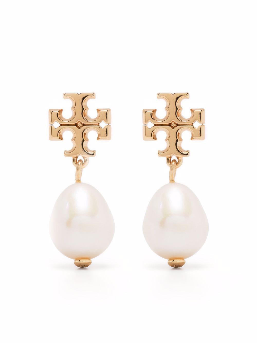 Tory Burch Kira 珠饰双圈形耳环 - 金色