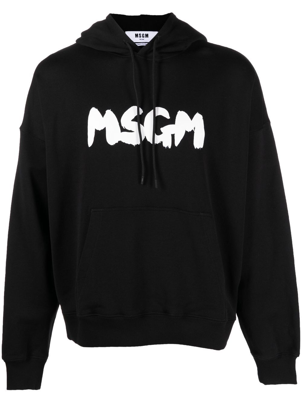 MSGM logo印花棉连帽衫 - 黑色