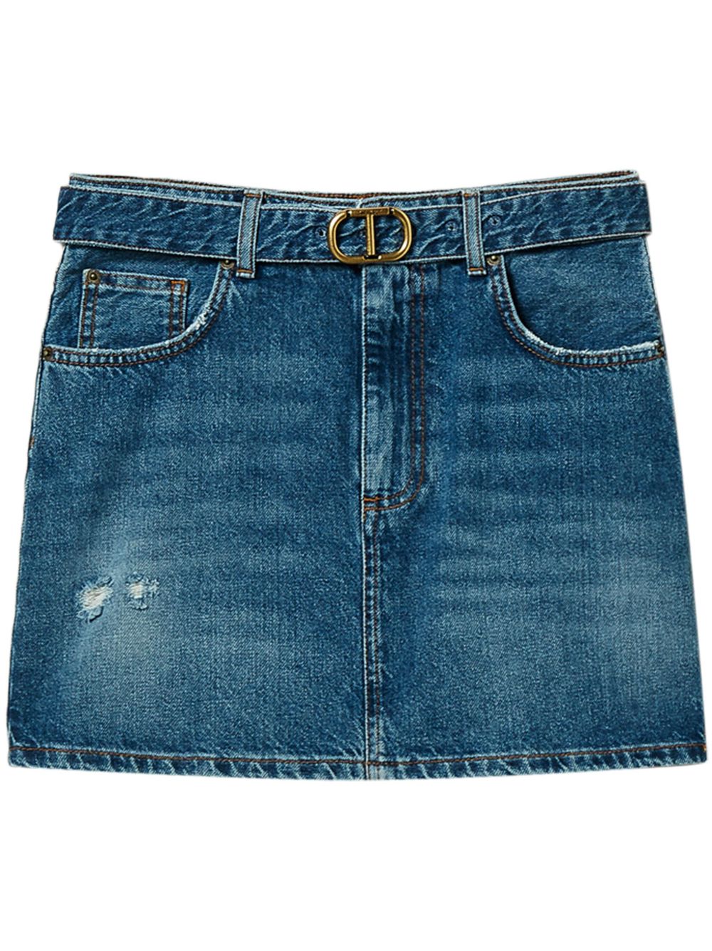 TWINSET logo标牌牛仔半身裙 - 蓝色