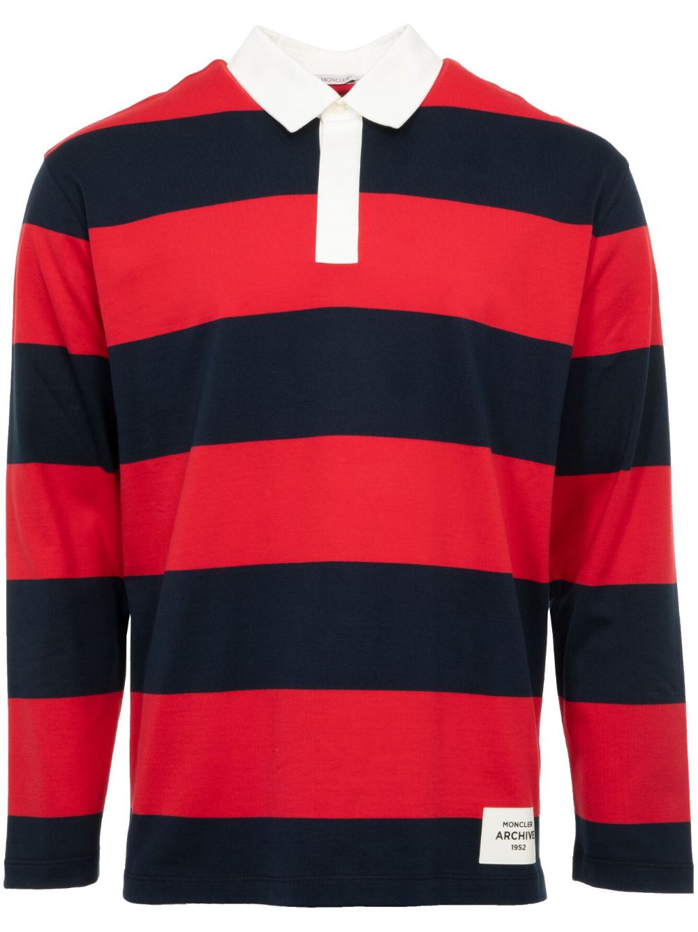Moncler 条纹长袖polo衫 - 红色