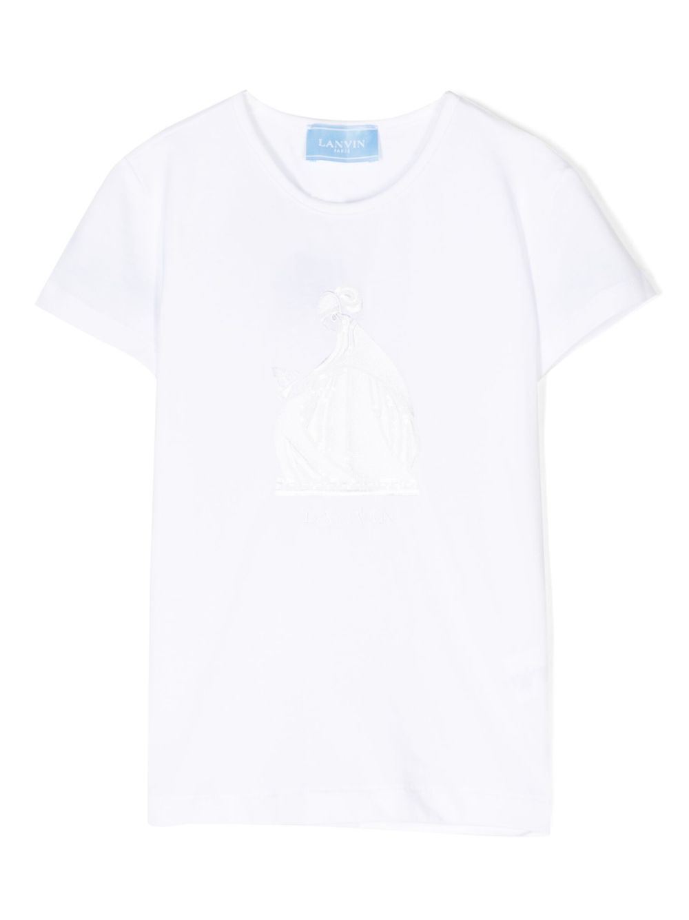 Lanvin Enfant logo刺绣亮片T恤 - 白色