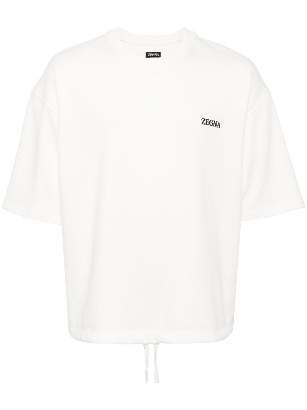 Zegna logo刺绣棉混纺卫衣 - 白色