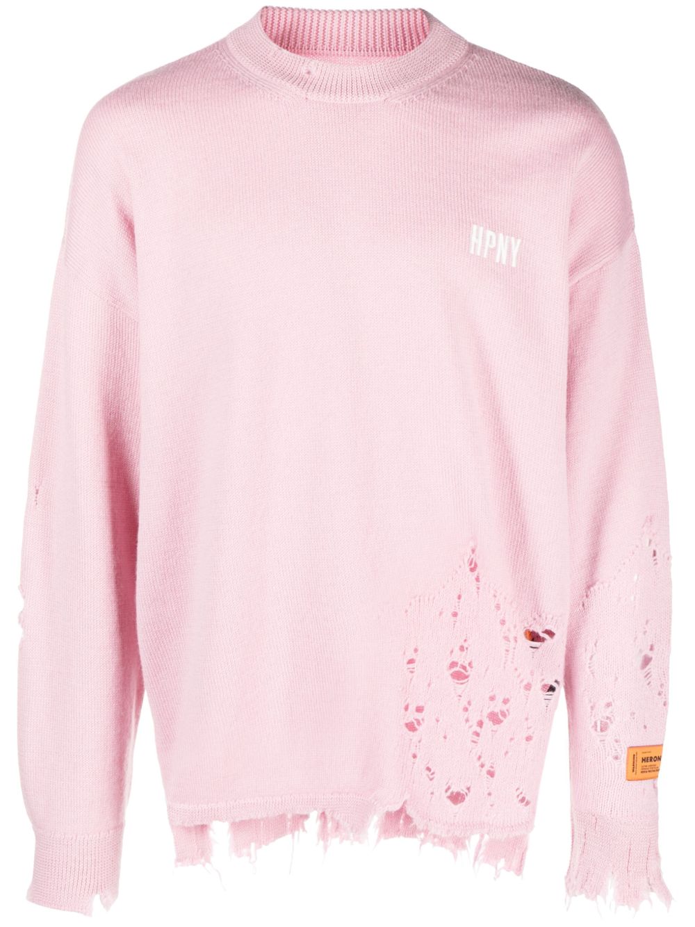 Heron Preston logo刺绣罗纹羊毛毛衣 - 粉色