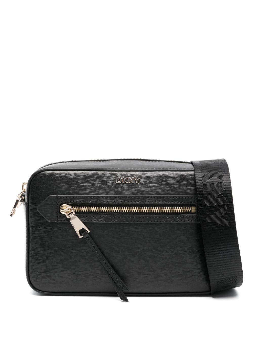 DKNY logo字母斜挎包 - 黑色