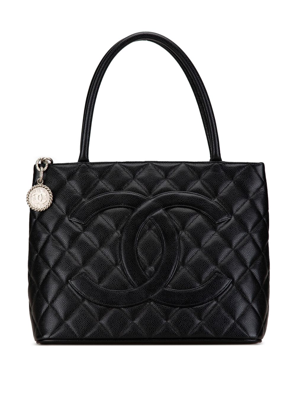 CHANEL Pre-Owned Caviar Medallion 托特包（2000-2002年典藏款） - 黑色