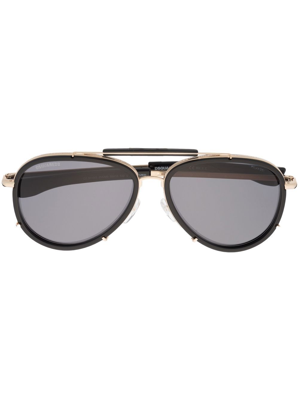 DSQUARED2 EYEWEAR D2次方 飞行员镜框logo凹面压花太阳眼镜 - 黑色