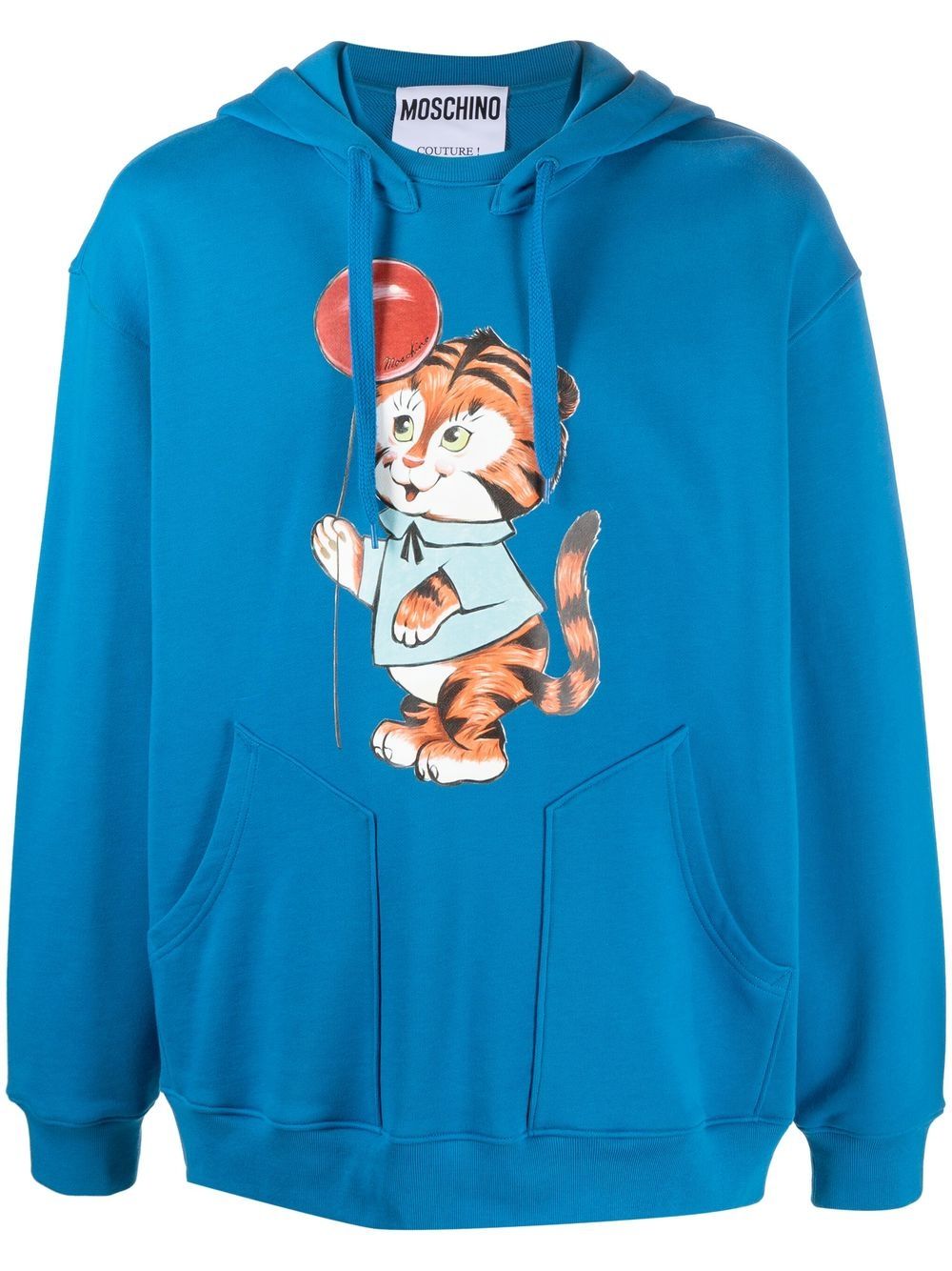 Moschino 莫斯奇诺 图案印花抽绳连帽衫 - 蓝色