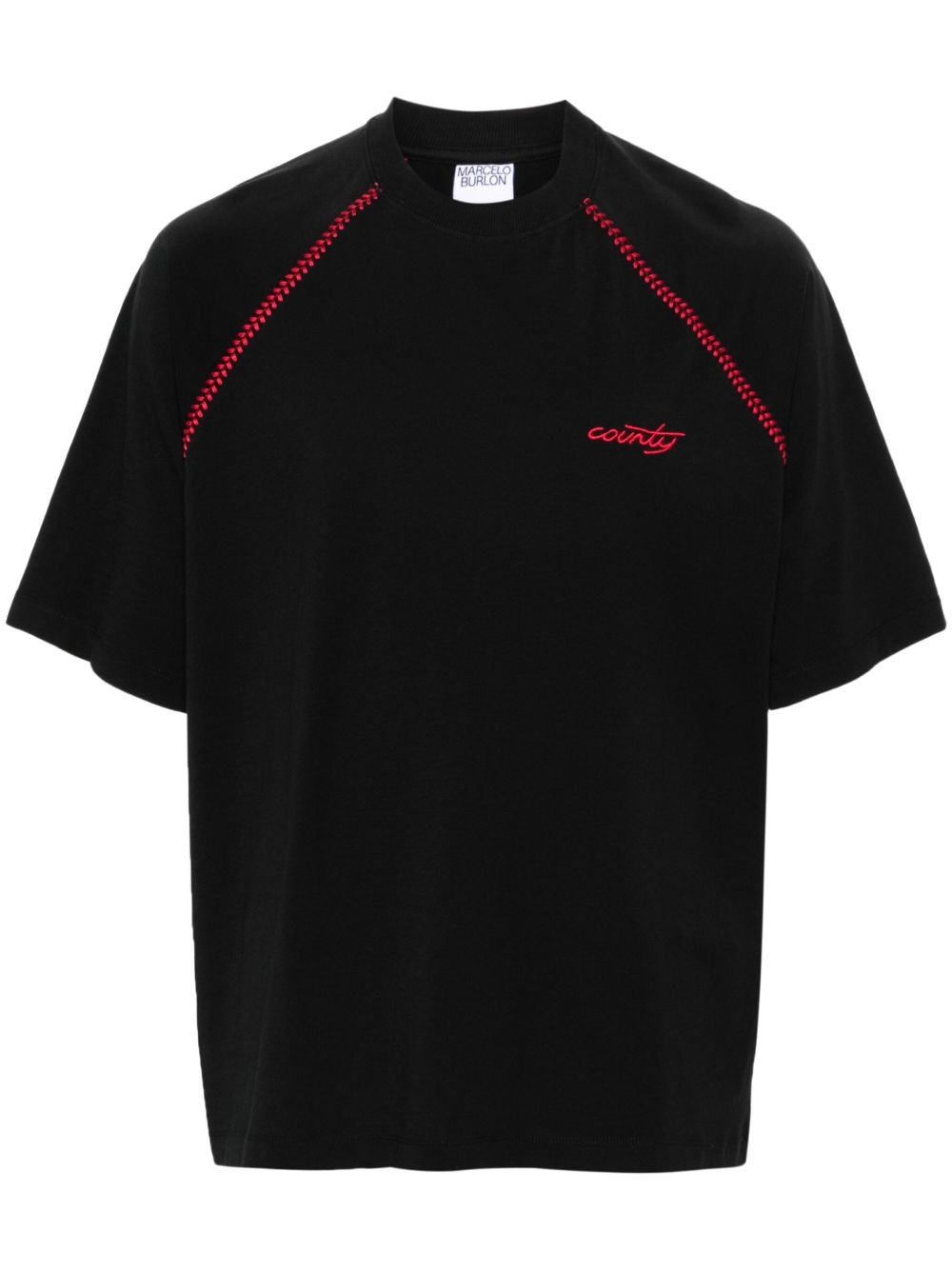 Marcelo Burlon County of Milan logo刺绣棉T恤 - 黑色