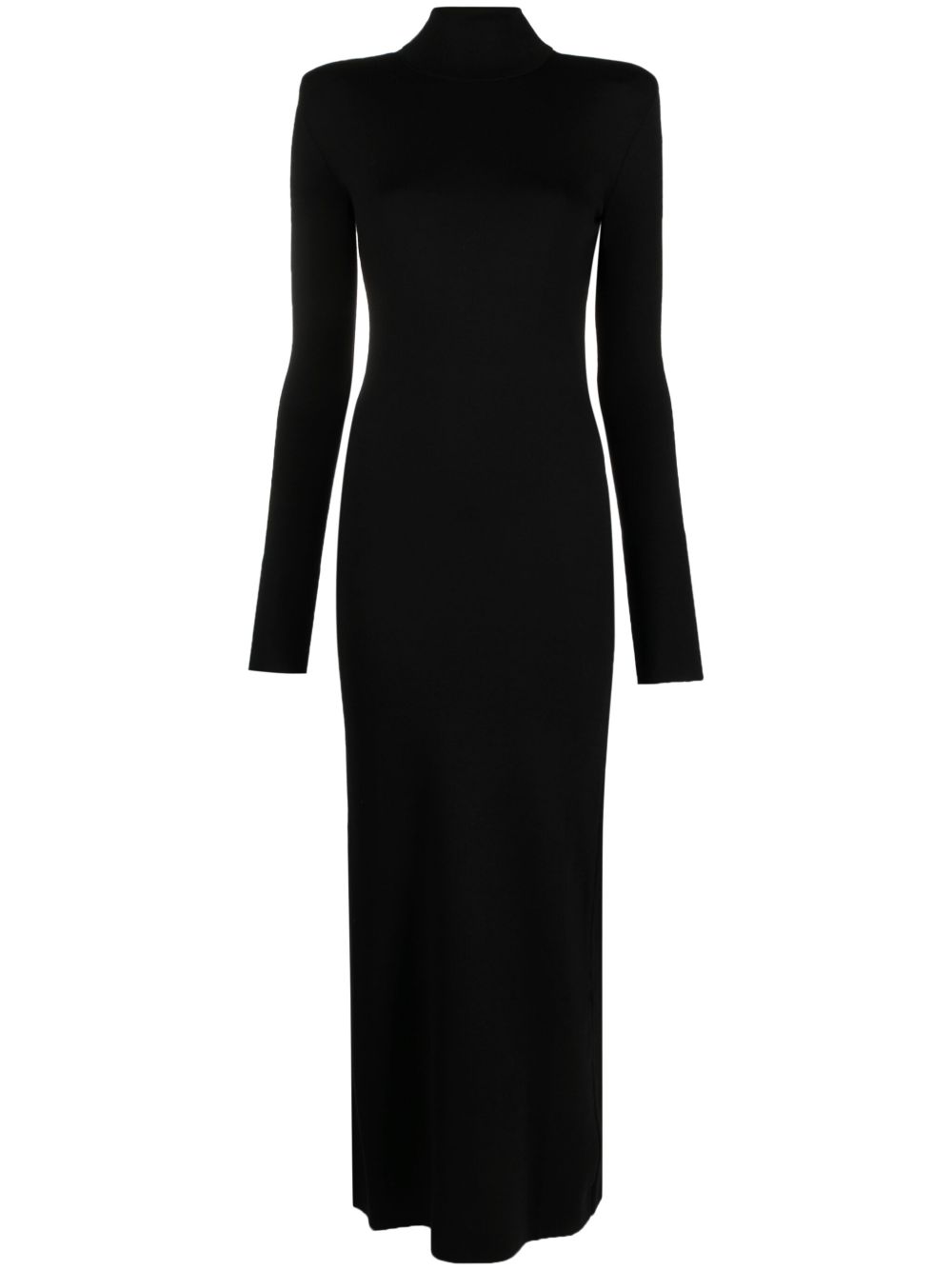 Saint Laurent 高领羊毛中长连衣裙 - 黑色