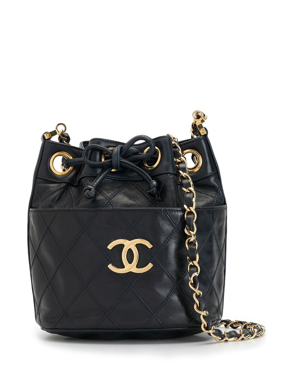 CHANEL Pre-Owned 菱形绗缝斜挎包 - 蓝色
