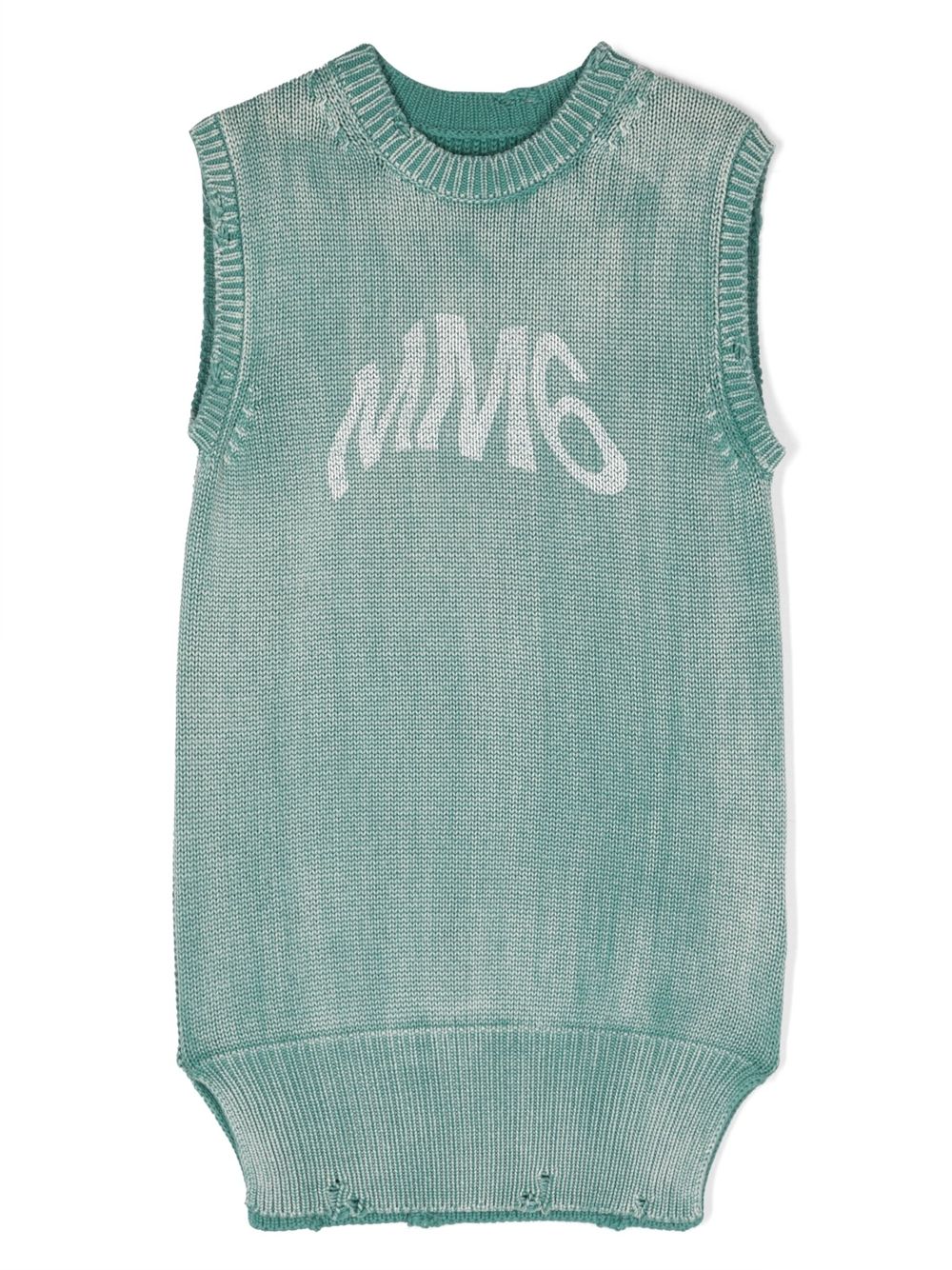 MM6 Maison Margiela Kids logo印花褪色效果针织连衣裙 - 绿色