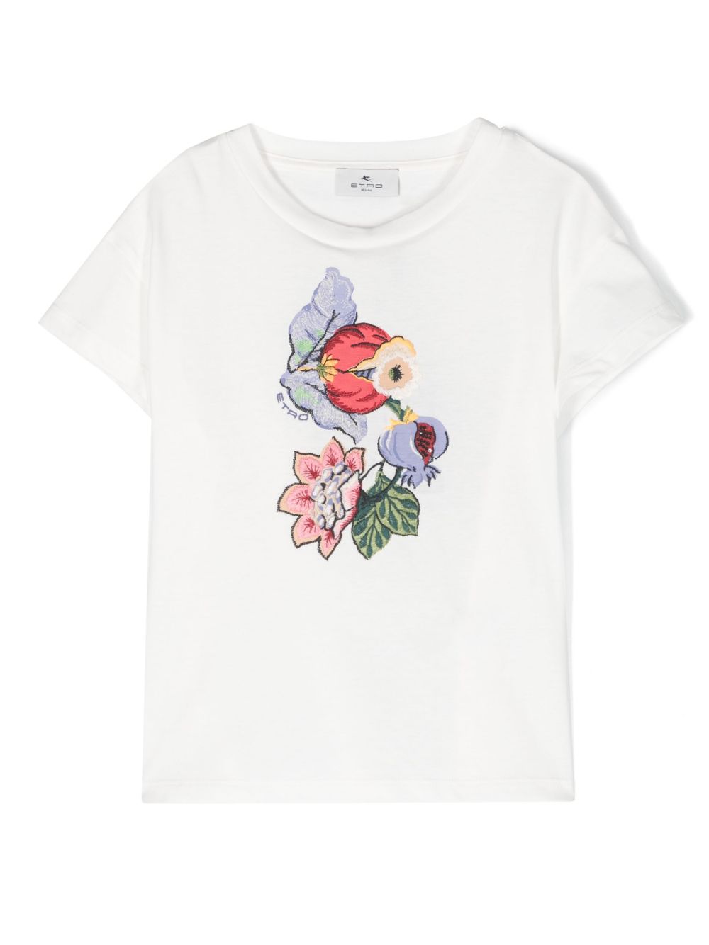 ETRO KIDS 花卉刺绣棉T恤 - 中性色