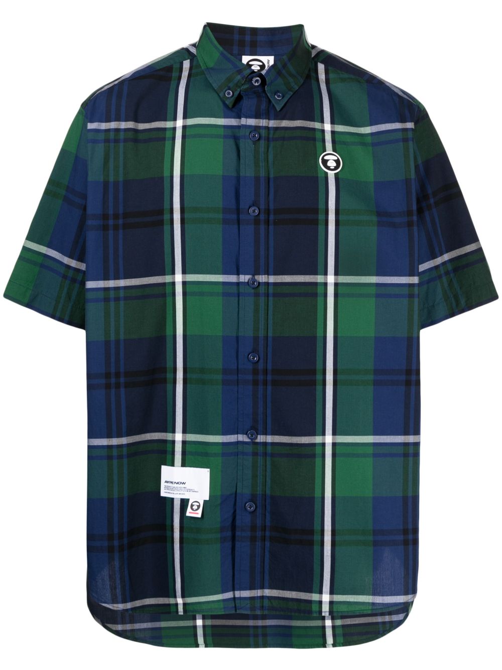AAPE BY *A BATHING APE® 格纹图案棉衬衫 - 绿色