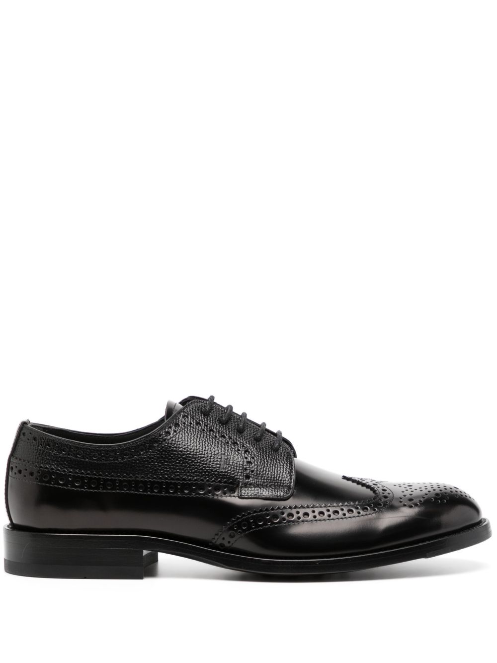 Tod's 皮质系带布洛克鞋 - 黑色