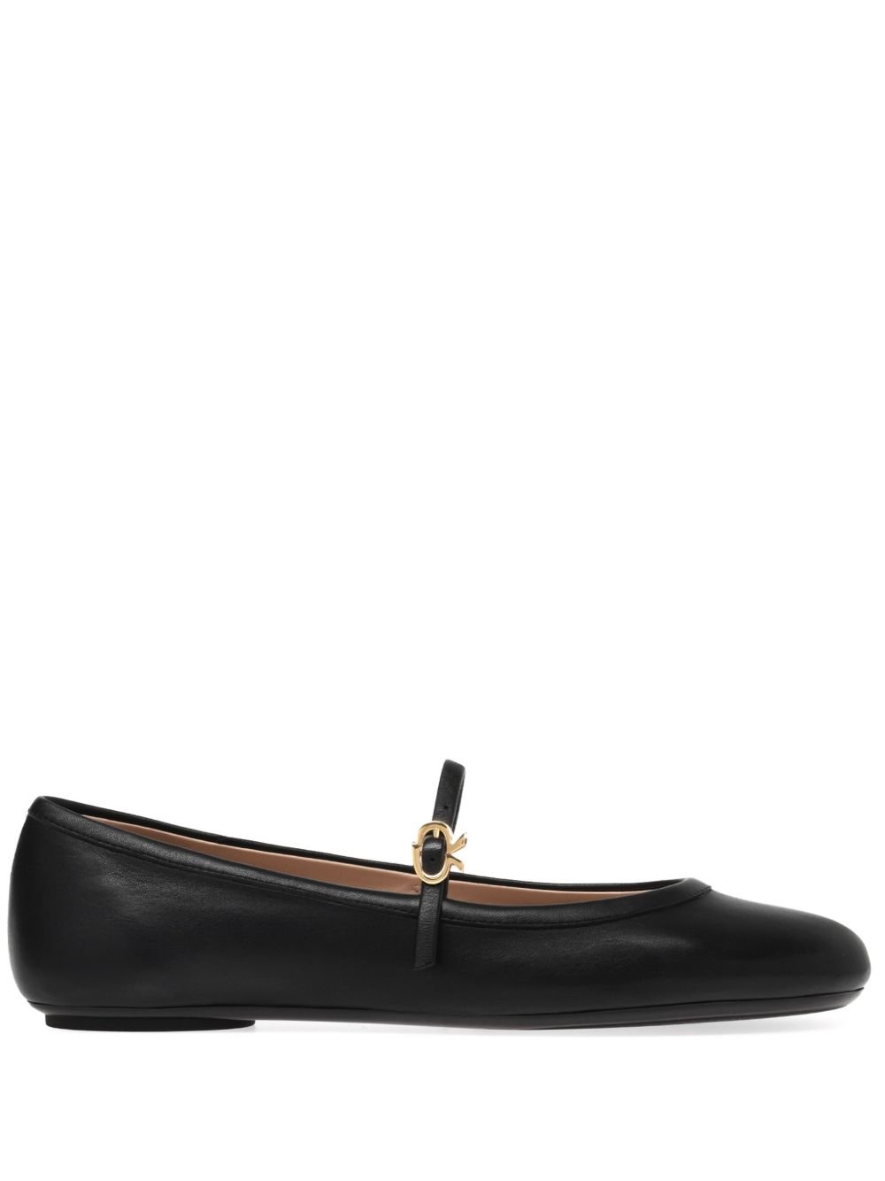 Gianvito Rossi Carla 皮质芭蕾平底鞋 - 黑色