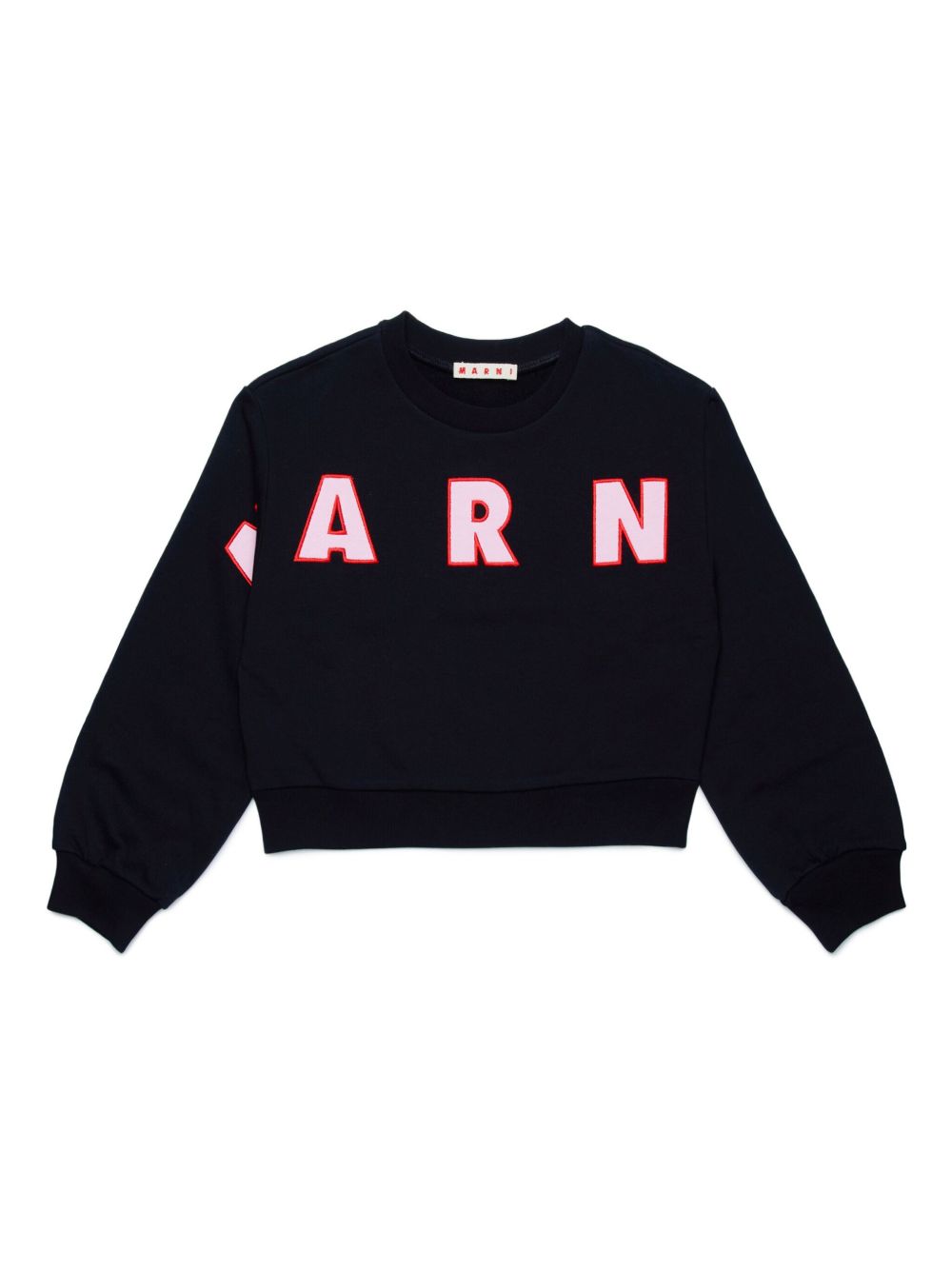 Marni Kids logo刺绣棉卫衣 - 黑色