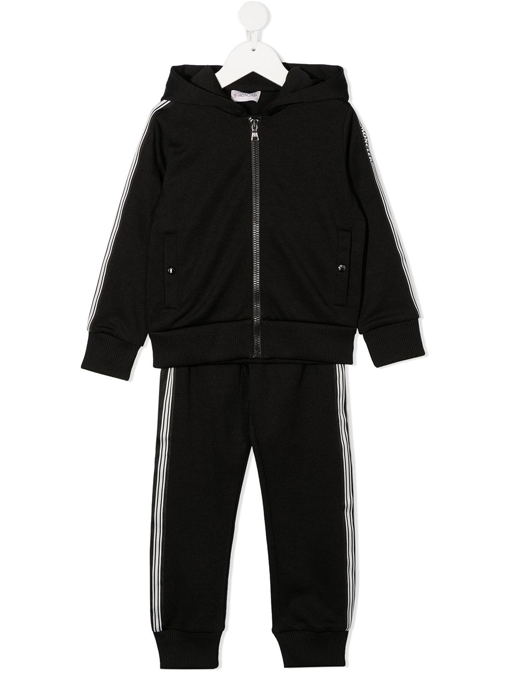 Moncler Enfant 盟可睐 Enfant 侧条纹连帽运动套装 - 黑色