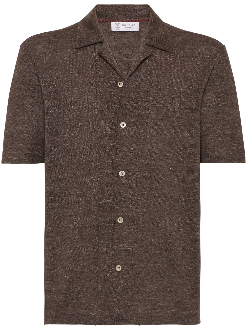 Brunello Cucinelli 短袖针织衬衫 - 褐色