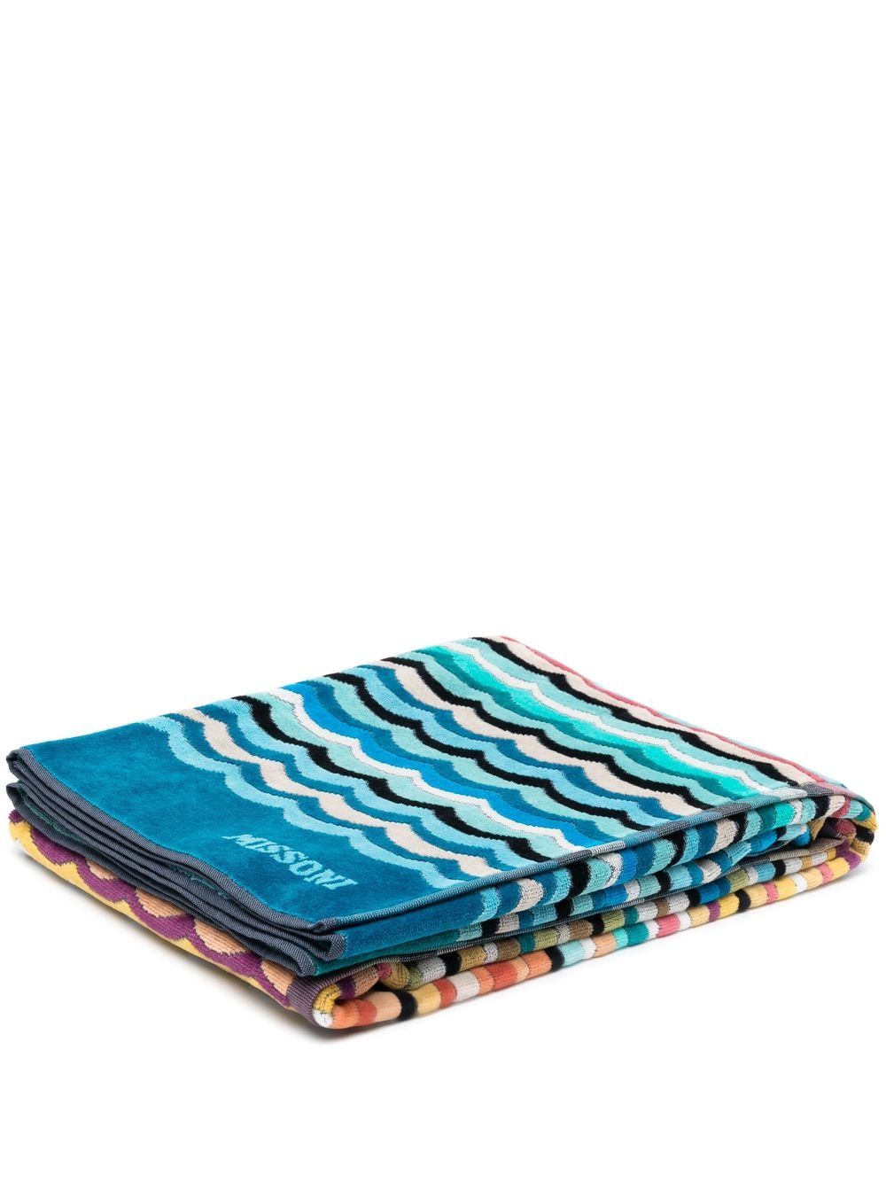 Missoni Home Beverly logo印花沙滩毛巾 - 蓝色
