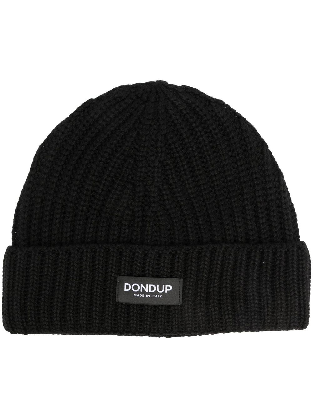 DONDUP 标贴罗纹针织套头帽 - 黑色