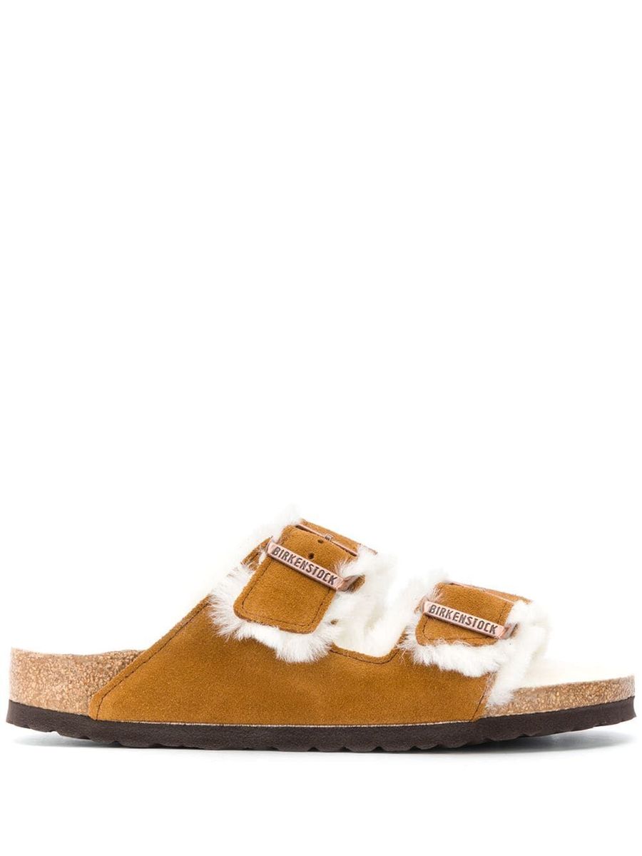 Birkenstock Arizona Shearling Suede Leather Sandals (Drope S) Shoes