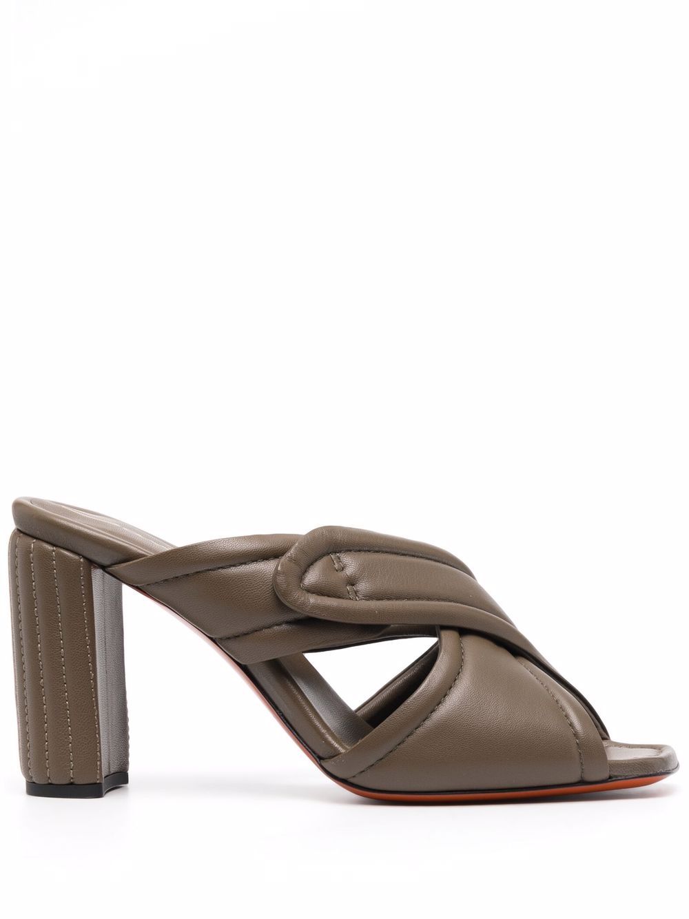 Santoni 交叉高跟穆勒鞋 - 绿色