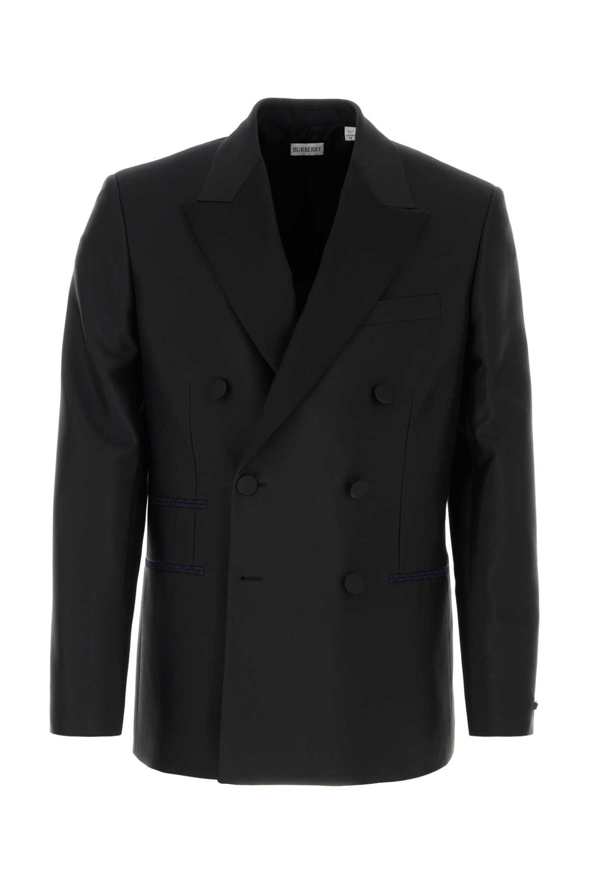 Burberry黑色羊毛混纺西装外套