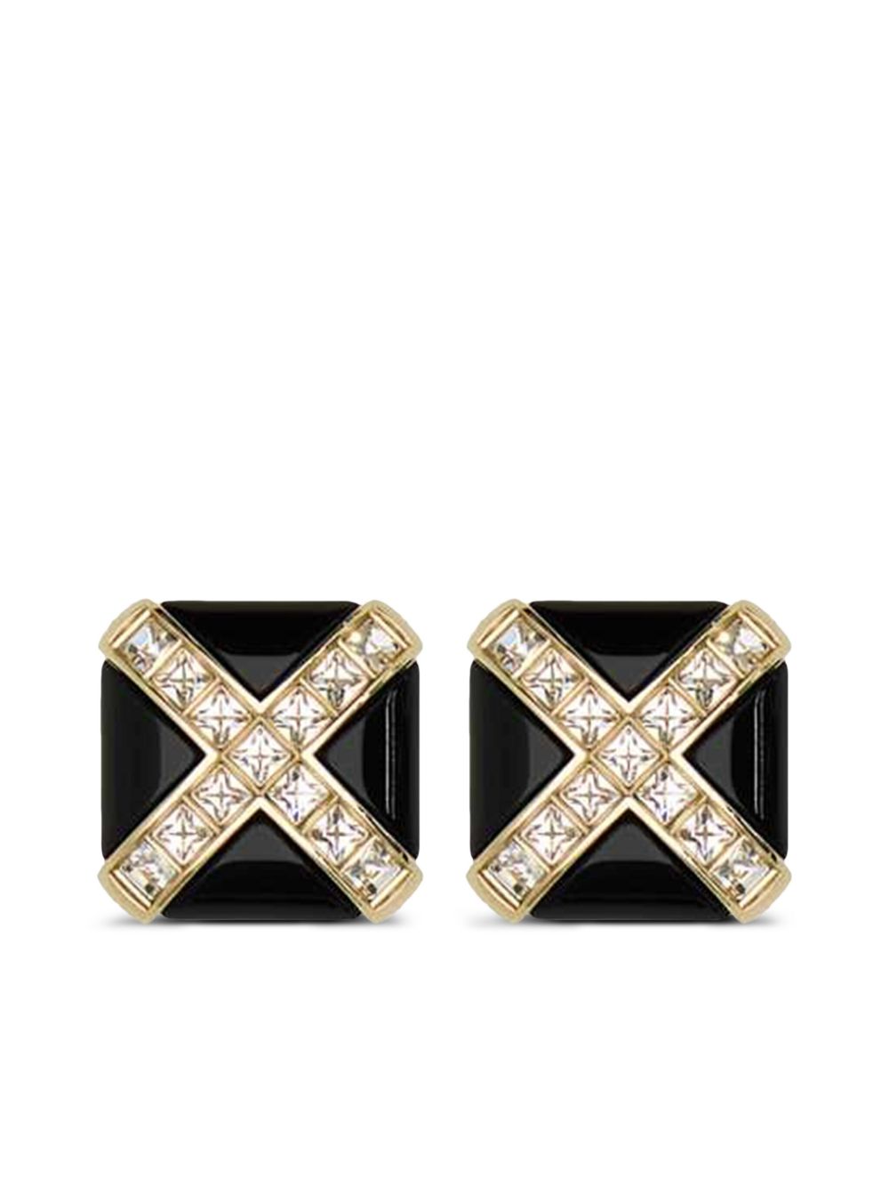 Saint Laurent 晶饰夹扣式耳钉 - 金色